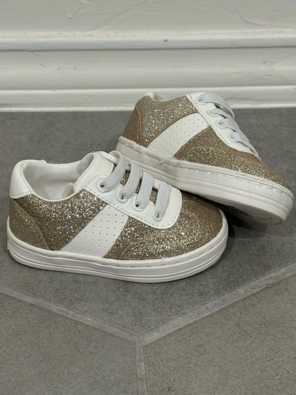 Janie and Jack - Infant size 4 - gold sparkly sneakers